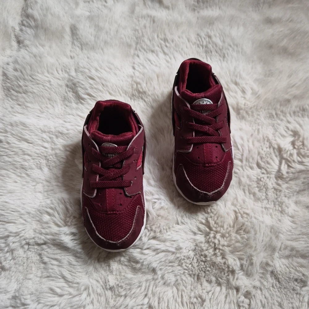 Nike Air Huarache Shoes Run Team Red Maroon TD Toddler Kids Shoes 704950-602 9C
